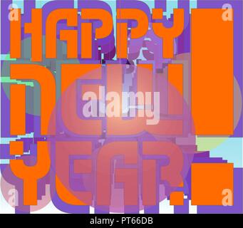 greeting the new year in the trendy colors of 2019 with effect typography hologram Stock Vector