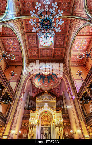 Interior of the Great Synagogue (Tabakgasse Synagogue) in Budapest, Hungary Stock Photo