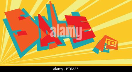 sale pop art retro background. Comic cartoon vector illustration drawing Stock Vector