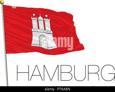 Hamburg regional and lander flag, germany, vector illustration Stock Vector