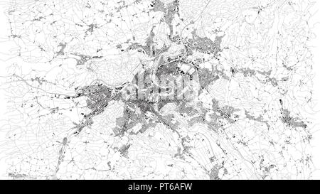 Satellite map of Bern, Switzerland, city streets. Street map, city center Stock Vector