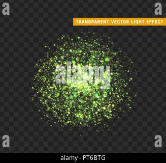 Firework green isolated. Xmas decoration. Holiday design element. Bright realistic firework with transparent background effect. Stock Vector