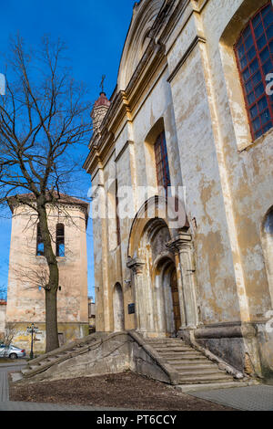 Entrance to the church of the Holy Trinity and Basilian monastery in Vilnius. Lithuania Stock Photo