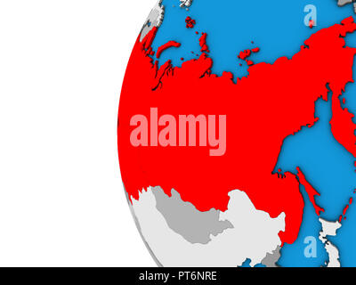 Soviet Union on blue political 3D globe. 3D illustration. Stock Photo