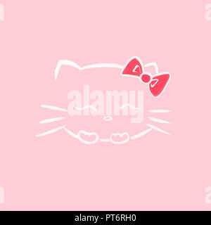 Cute pink hello kitty, kawaii character in large oversized