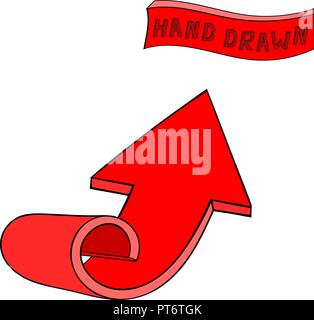 Red arrow. UP sign. Hand drawn sketch Stock Vector