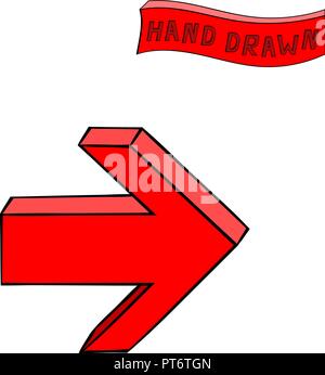 Red arrow. Next straight sign. Hand drawn sketch Stock Vector Image ...