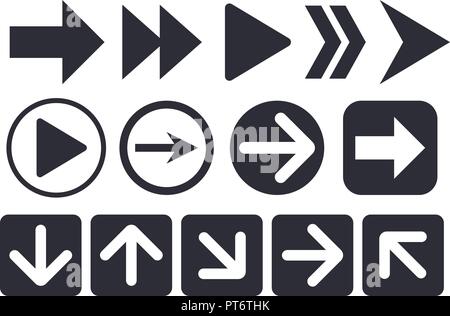 Black arrow icons. Web flat signs Stock Vector