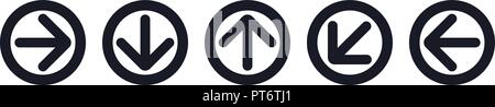 Black arrow icons. Web flat round signs Stock Vector