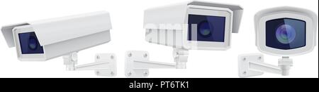 CCTV camera. Security surveillance devices set Stock Vector
