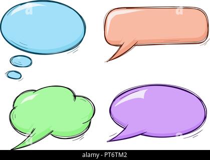 Speech bubbles. Colored doodles set Stock Vector