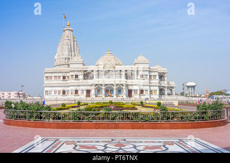 Vrindavan, india - February 28, 2018: Prem Mandir, The Temple Of Divine Love, at the holy city, Mathura Stock Photo