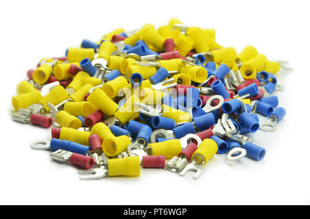 Crimp terminals isolated on the white background Stock Photo
