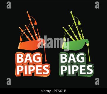 Logos with Great Highland Bagpipes Stock Vector