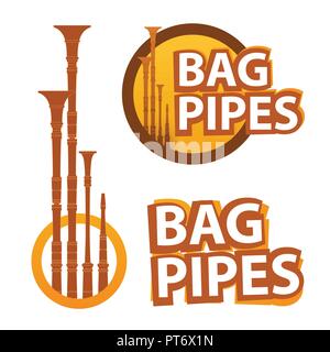 Logo with Bagpipes on white and black Stock Vector