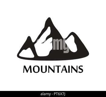 Black Logo of Mountains isolated on White Background Stock Vector