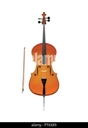 Cello, illustration of stringed orchestra music instrument Stock Vector