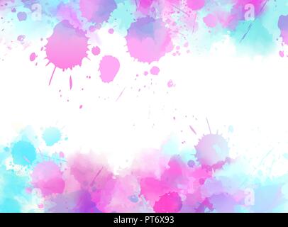 Background with colorful watercolor imitation splash blots frame. Template for your designs. Stock Vector