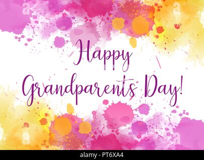 Happy  Grandparents day! Abstract greeting card background with watercolor splashes frame. Stock Vector