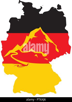 Flag of Germany with Caption - German Alps Stock Vector