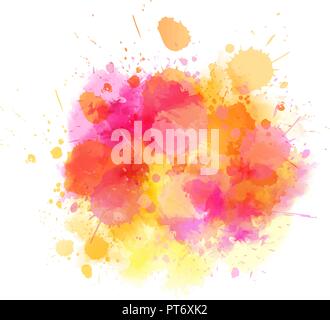 Multicolored watercolor imitation splash blot in yellow and pink colors. Stock Vector