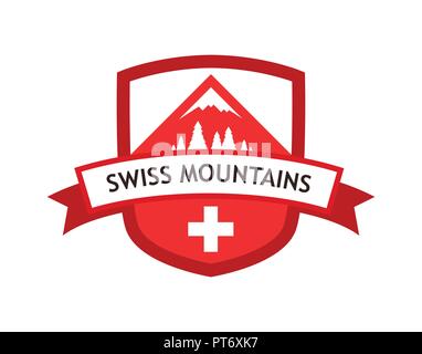 Vector Red Logo of Swiss Mountains Stock Vector