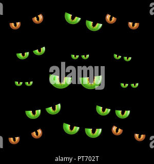 Spooky eyes.  Vector illustration of animal eyes isolated on black background. Scary eyce for halloween composition Stock Photo