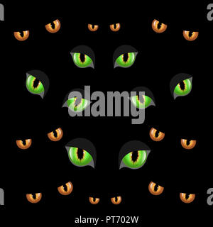 Spooky eyes.  Vector illustration of animal eyes isolated on black background. Scary eyce for halloween composition Stock Photo
