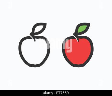 Flat Logo of Red Apple Stock Vector