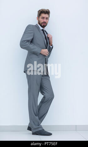 side view of an arrogant stylish man in suit Stock Photo