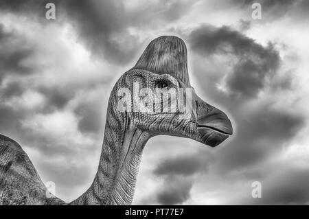 Lambeosaurus dinosaur running - 3D render Stock Photo - Alamy