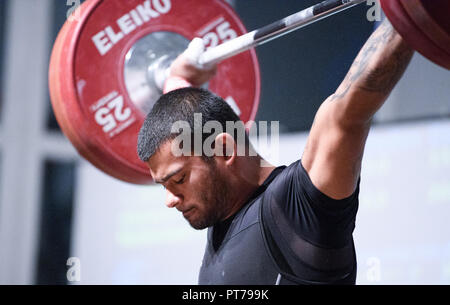 Karlsruhe Durlach, Deutschland. 06th Oct, 2018. Andreev Diwithrov Bozhidar (Durlach) in action. GES/Wrestling 1st Bundesliga: KSV Durlach - AC Mutterstadt, 06.10.2018 Sport: 1st. German Weightlifting League: SV Durlach - AC Mutterstadt, Durlach, October 6, 2018 Credit: dpa/Alamy Live News Stock Photo