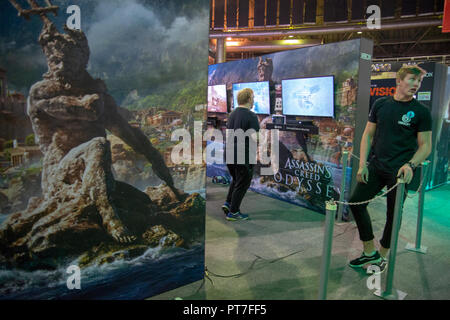 Johannesburg, South Africa. 7th Oct 2018. Gamers visit the rAge, South Africa's biggest annual video gaming, computer, technology and geek culture exhibition, at the Dome, in Johannesburg. Credit: Eva-Lotta Jansson/Alamy Live News Stock Photo