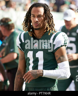 August 18, 2019, East Rutherford, New Jersey, USA: New York Jets wide  receiver Robby Anderson (11) during the Jets Green and White practice at  MetLife Stadium in East Rutherford, New Jersey. Duncan