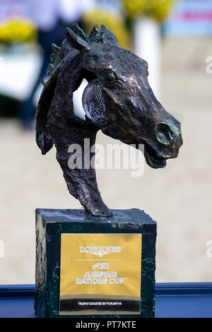 Barcelona, Spain. 7th Oct 2018. Trophy. Final Competition Round   Longines FEI Jumping Nations Cup Final. Showjumping. Barcelona. Spain. Day 3. 07/10/2018. Credit: Sport In Pictures/Alamy Live News Stock Photo