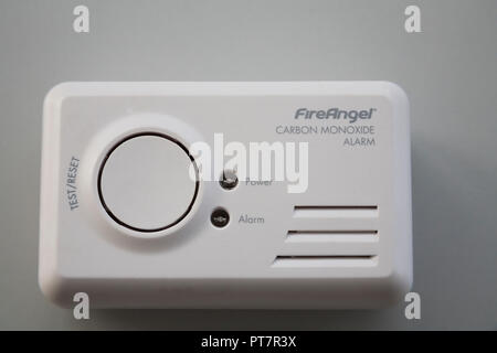 Battery operated carbon monoxide alarm home safety device Stock Photo