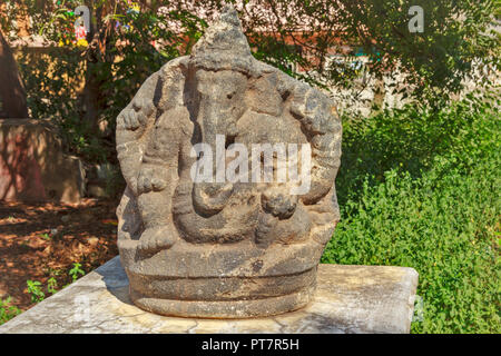 GANESHA HINDU ELEPHANT GOD A VERY OLD SCULPTURE OF THE DEITY Stock Photo