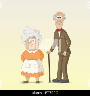 Cute grandparents, grandma and grandpa, vector illustration Stock Vector