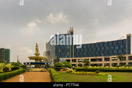 KIGALI,RWANDA - OCTOBER 19,2017: KG 2 Roundabout area This road is free of traffic. There is the Kigali Heights shopping mall with shops and restauran Stock Photo