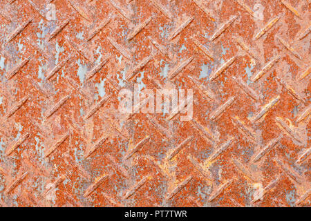 Rusted diamond steel plate background texture Stock Photo