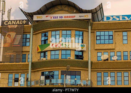 KIGALI,RWANDA - OCTOBER 19,2017: Kamukina In this building are offices of some African TV companies.It's in KG 230 Street,where other business and gov Stock Photo