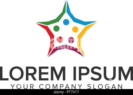 star people with multicolor Logo. Business and Consulting logo. teamwork logo design concept template Stock Vector