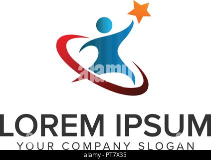 people reach star Logo design concept template Stock Vector