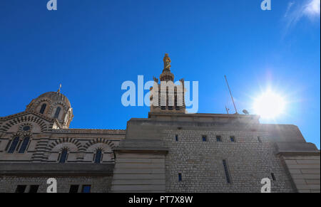 The historic church Notre Dame de la Garde of Marseille in South France . Stock Photo