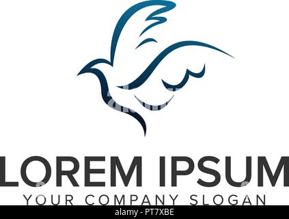 abstract dove drawn Logo design concept template Stock Vector