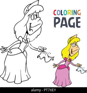 Princess cartoon coloring page Stock Vector