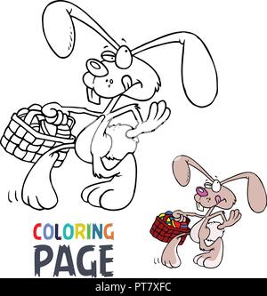 rabbit cartoon coloring page Stock Vector