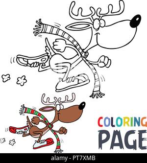 deer cartoon coloring page Stock Vector