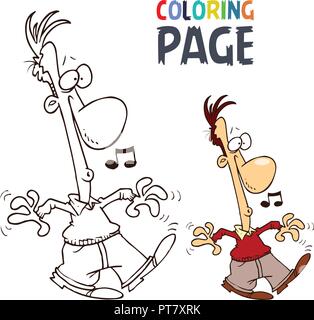 singing people cartoon coloring page Stock Vector