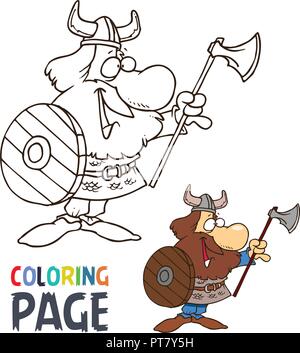 barbarian cartoon coloring page Stock Vector